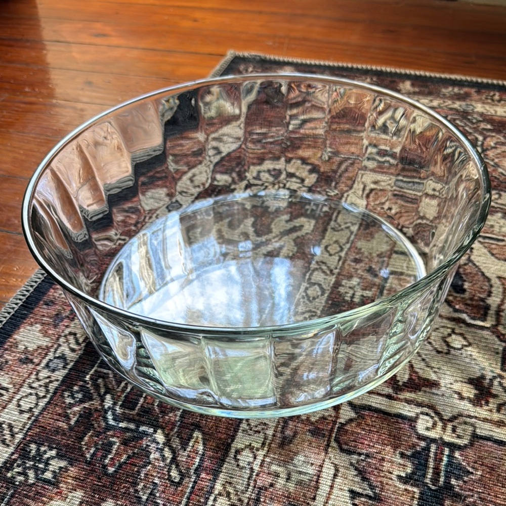 Fluted Vintage Clear Glass Serving Bowl (made in the USA )